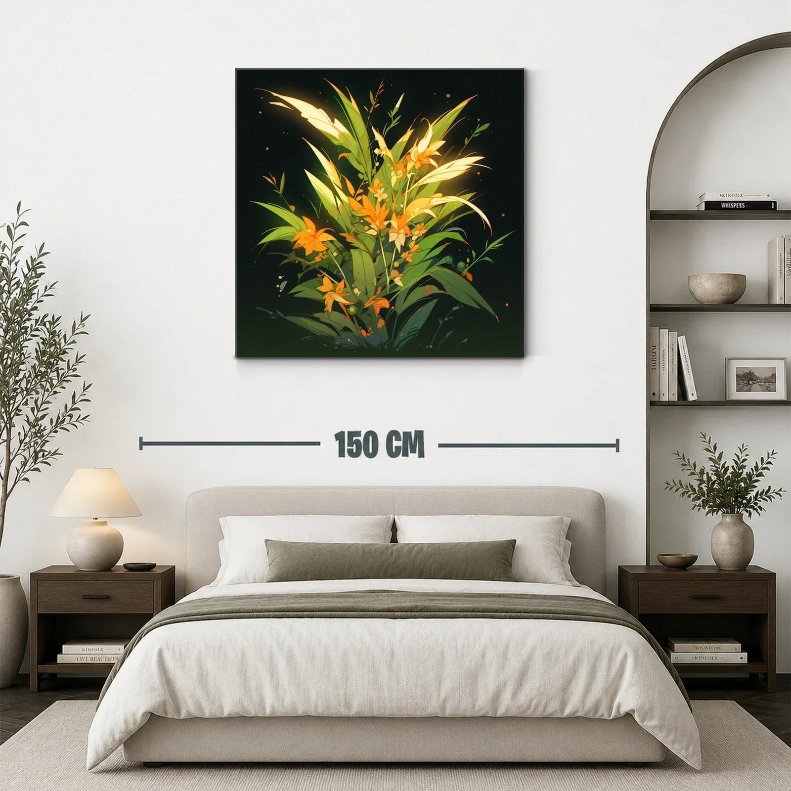 Composición floral vibrante con tonos verdes y naranjas — miniatura 3