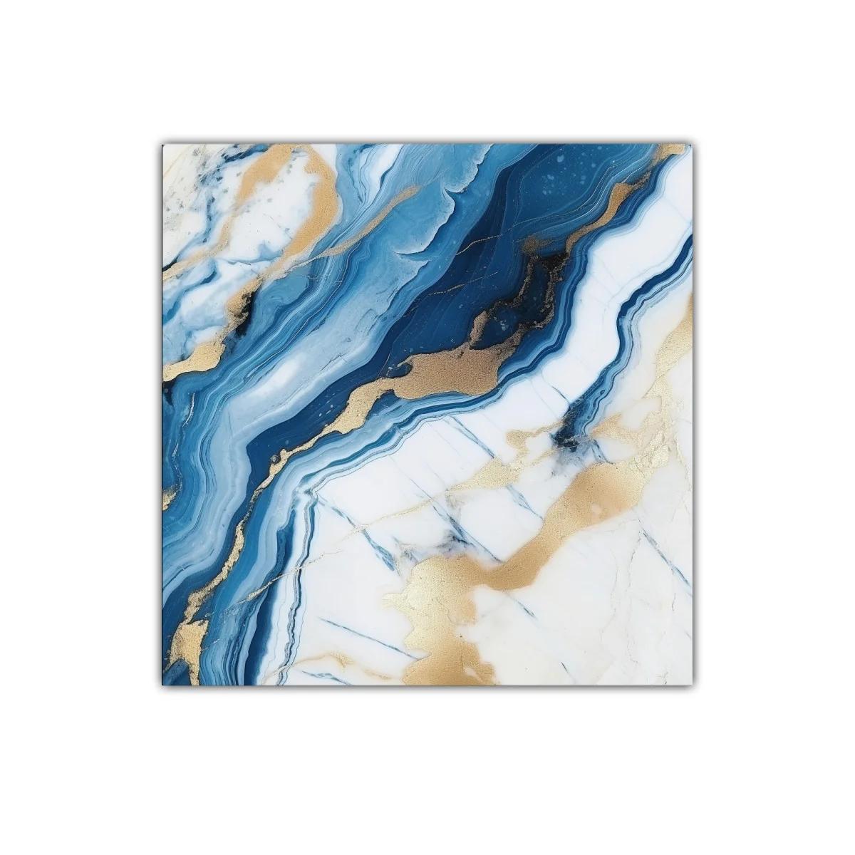 Cuadro decorativo con tonos azul marino y dorado elegante
