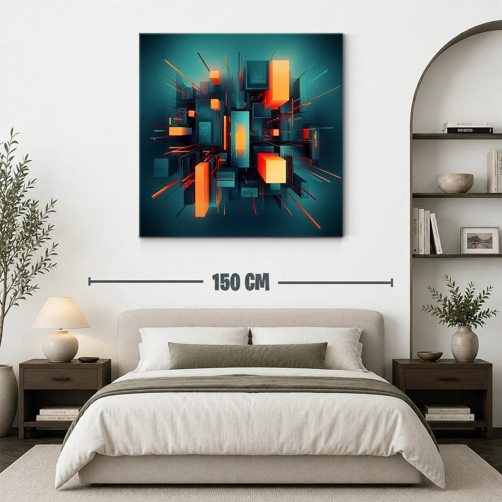Composición geométrica vibrante en tonos azul y naranja — miniatura 3