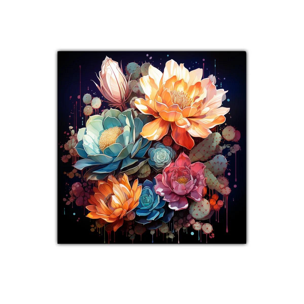 Composición de flores vibrantes con tonos cálidos y fríos — imagen principal