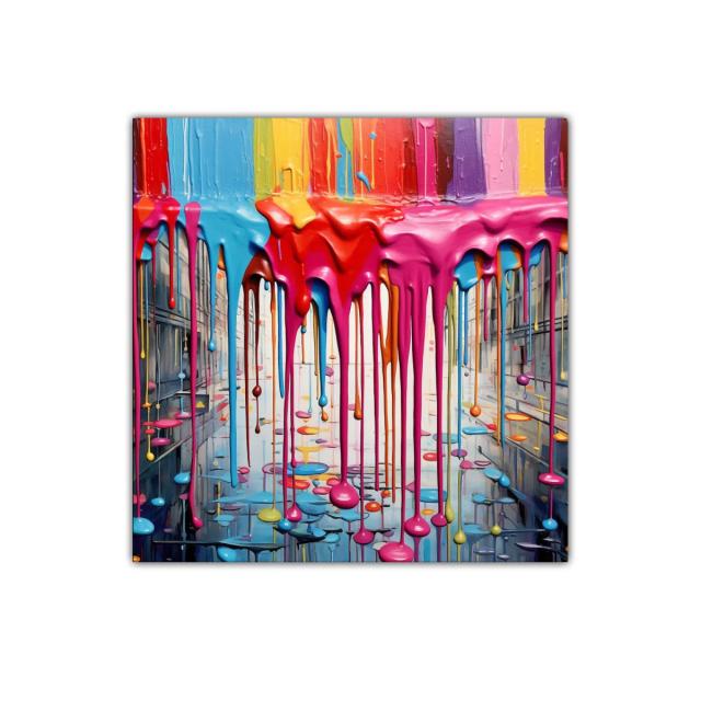 Cuadro urbano con colores vibrantes en cascada brillante