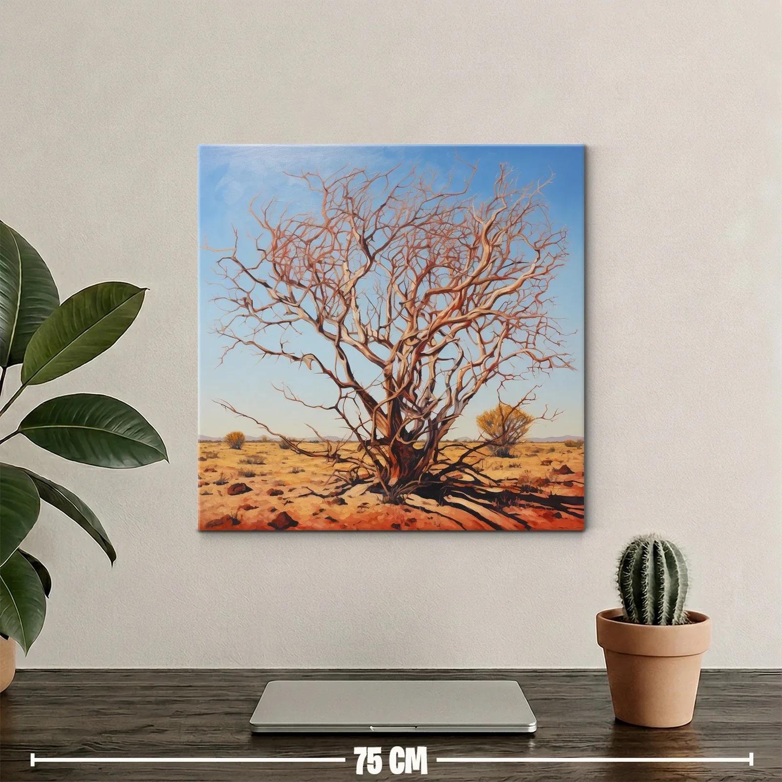 Árbol desnudo en paisaje árido y cielos azules claros — miniatura 2