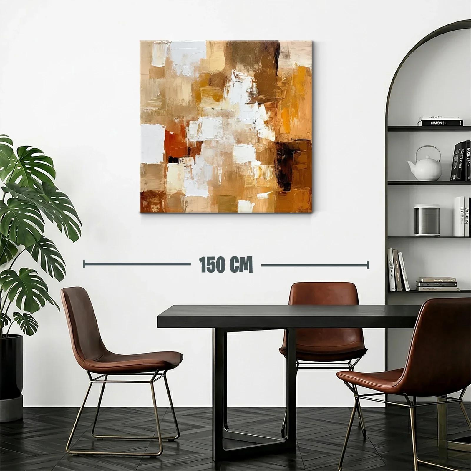 Cuadro abstracto en tonos cálidos marrones y beige — miniatura 2