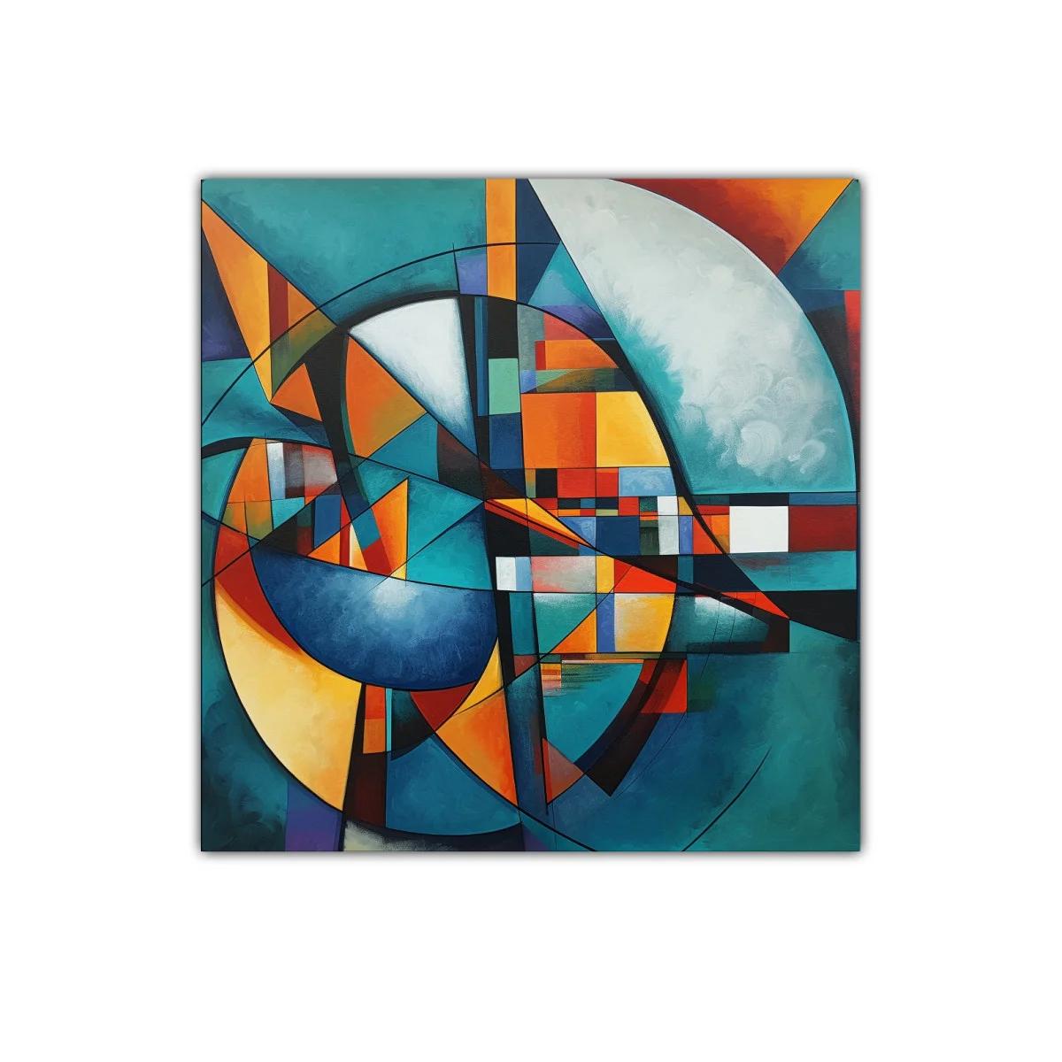 Cuadro abstracto con formas geométricas y vivos colores