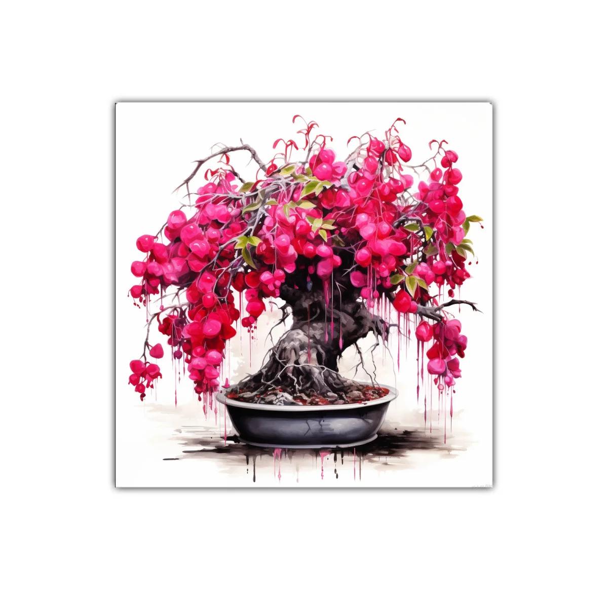 Bonsái con exuberante follaje en tonos rosas vibrantes — imagen principal