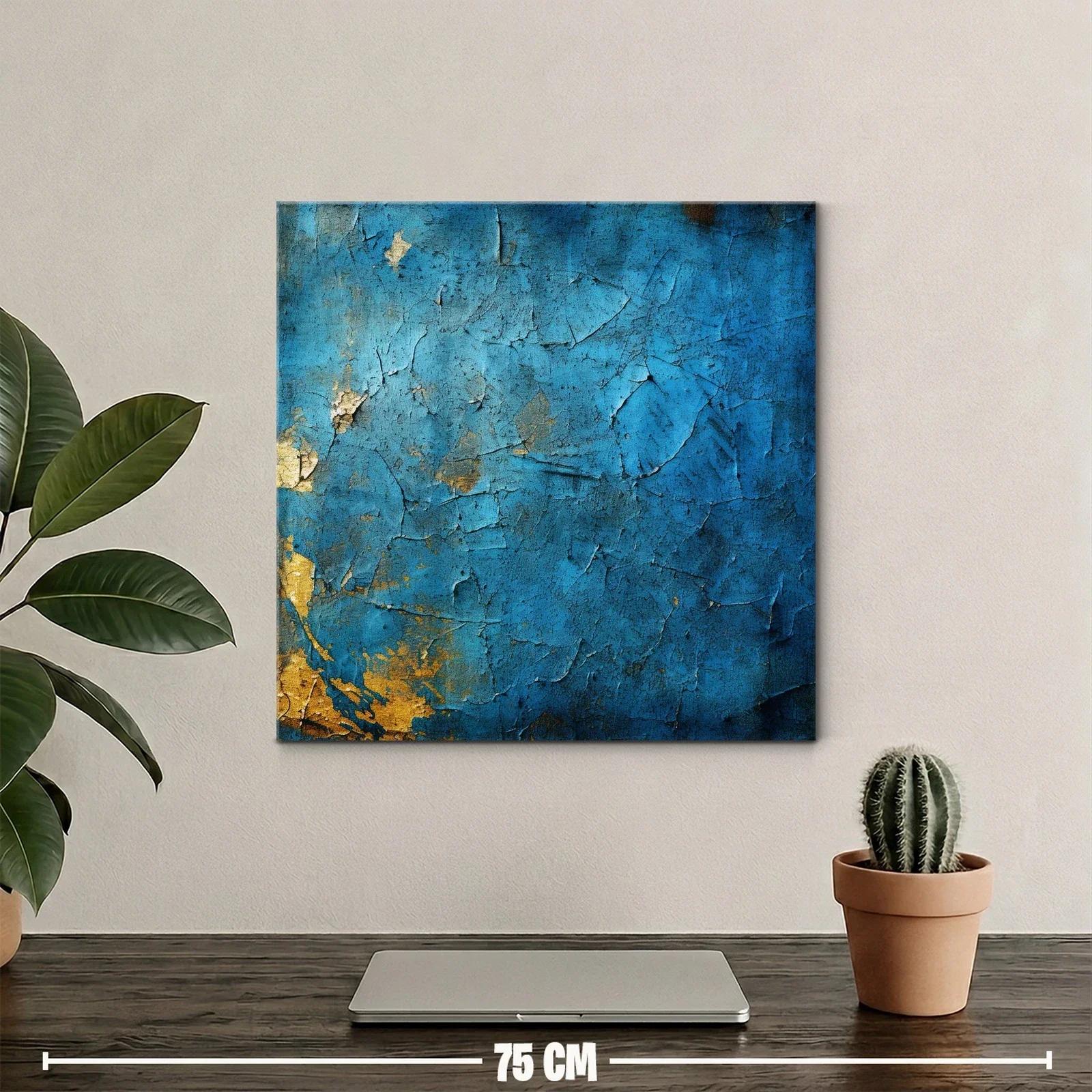 Arte abstracto en textura azul con detalles dorados — miniatura 2