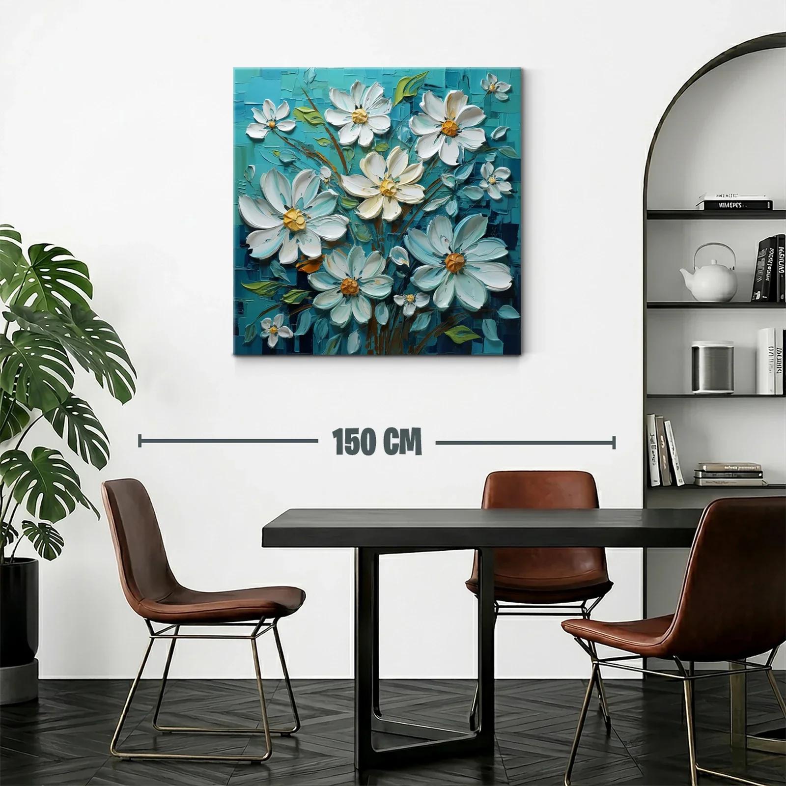 Flores blancas con fondo turquesa de gran textura — miniatura 2