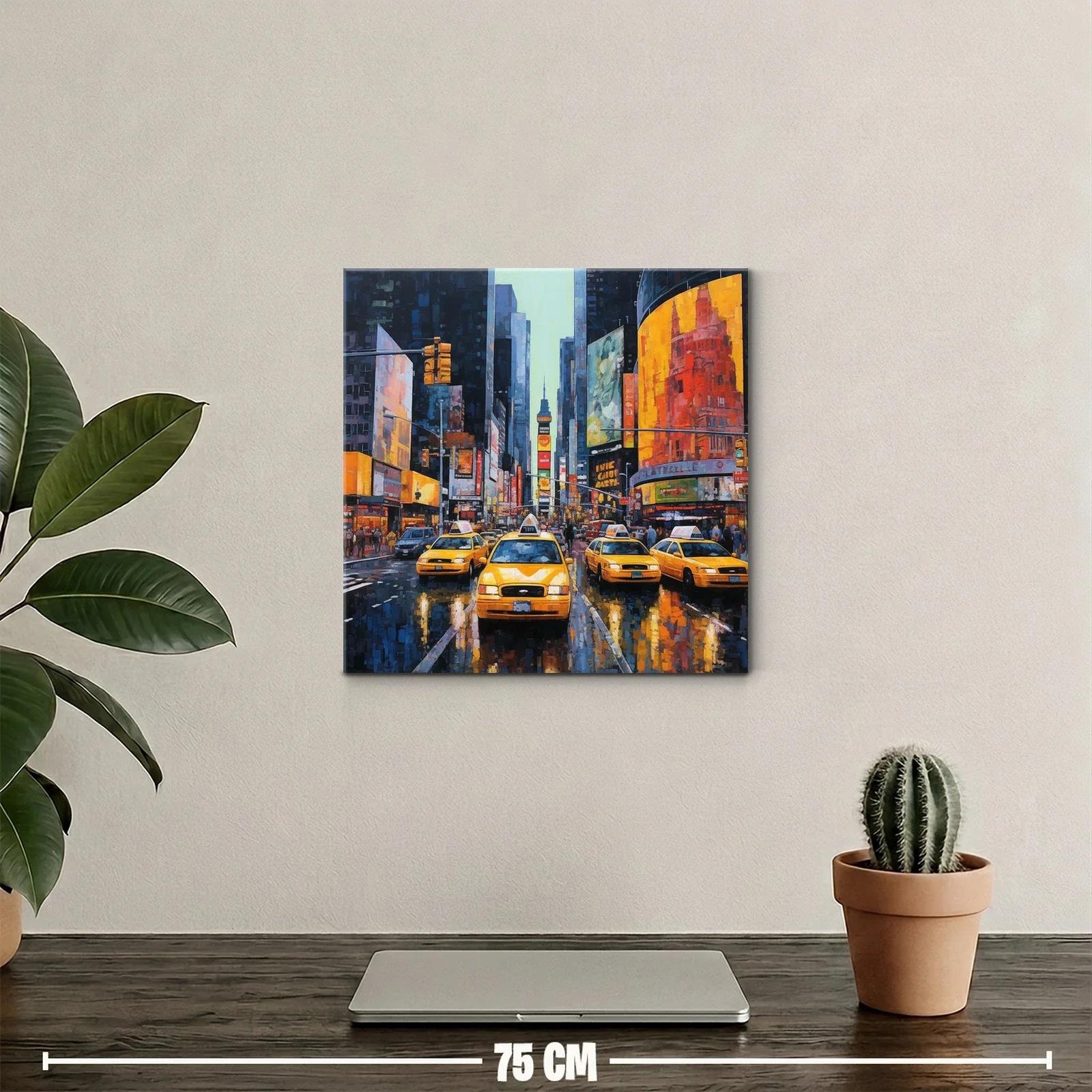 Ajetreo urbano con taxis amarillos en escena nocturna — miniatura 2