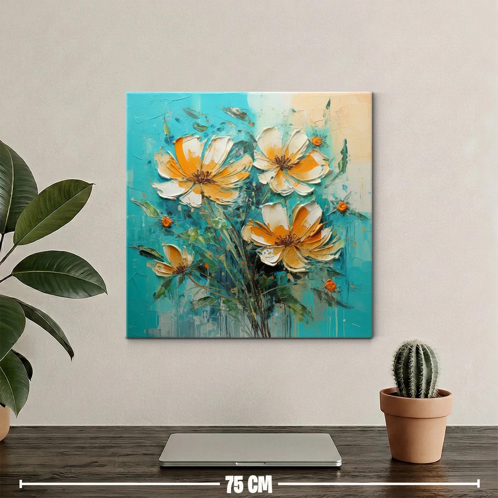 Flores vibrantes con tonalidades naranjas y turquesas — miniatura 2