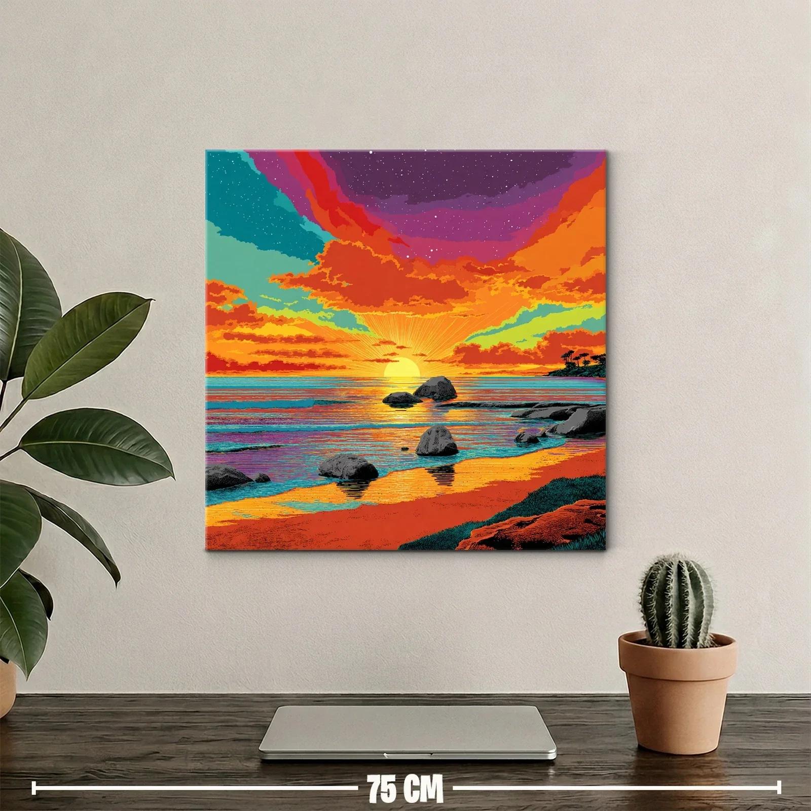 Atardecer vibrante sobre la costa con cielos estrellados — miniatura 2