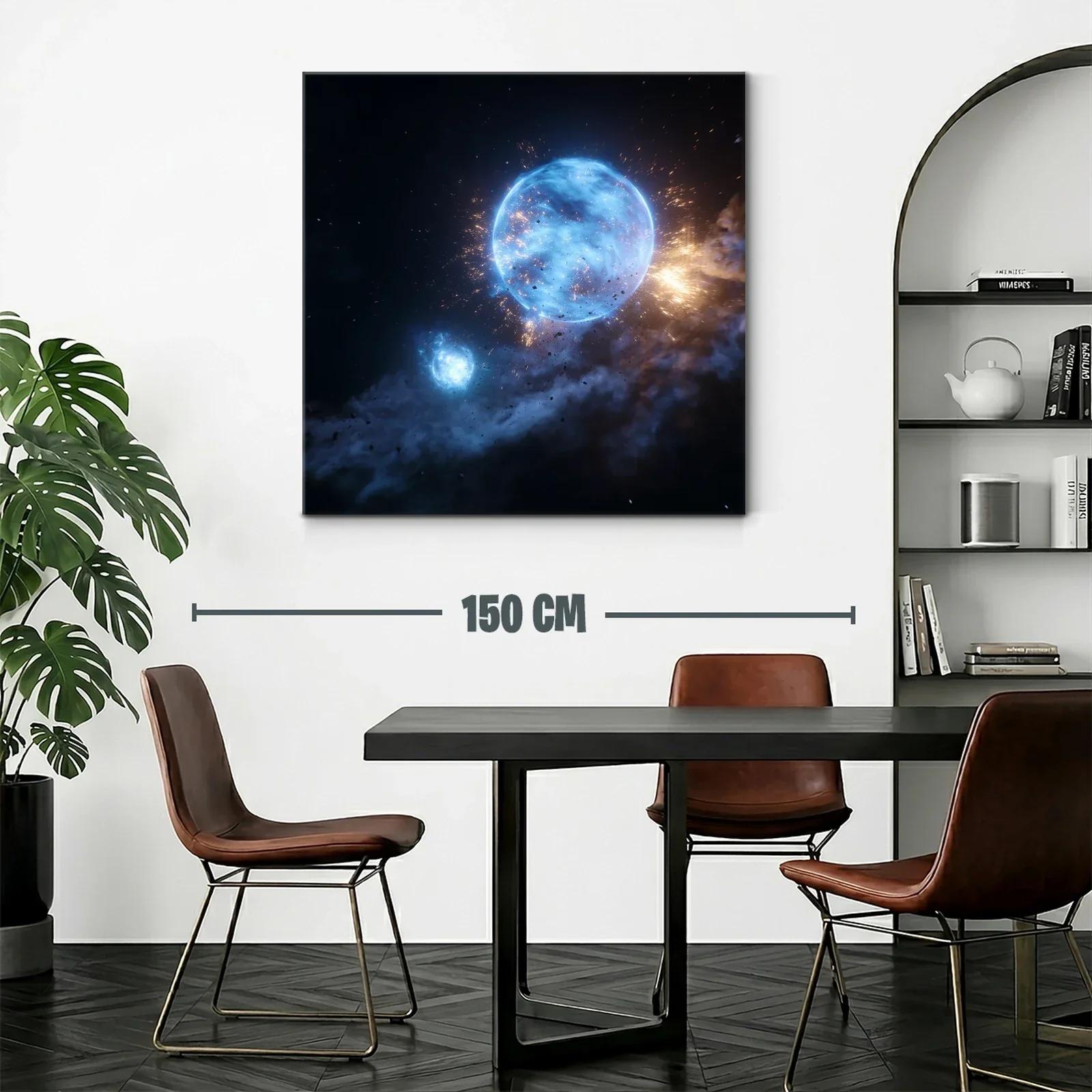 Cuadro Galaxia en Explosión Cósmica Azul y Dorada — miniatura 2