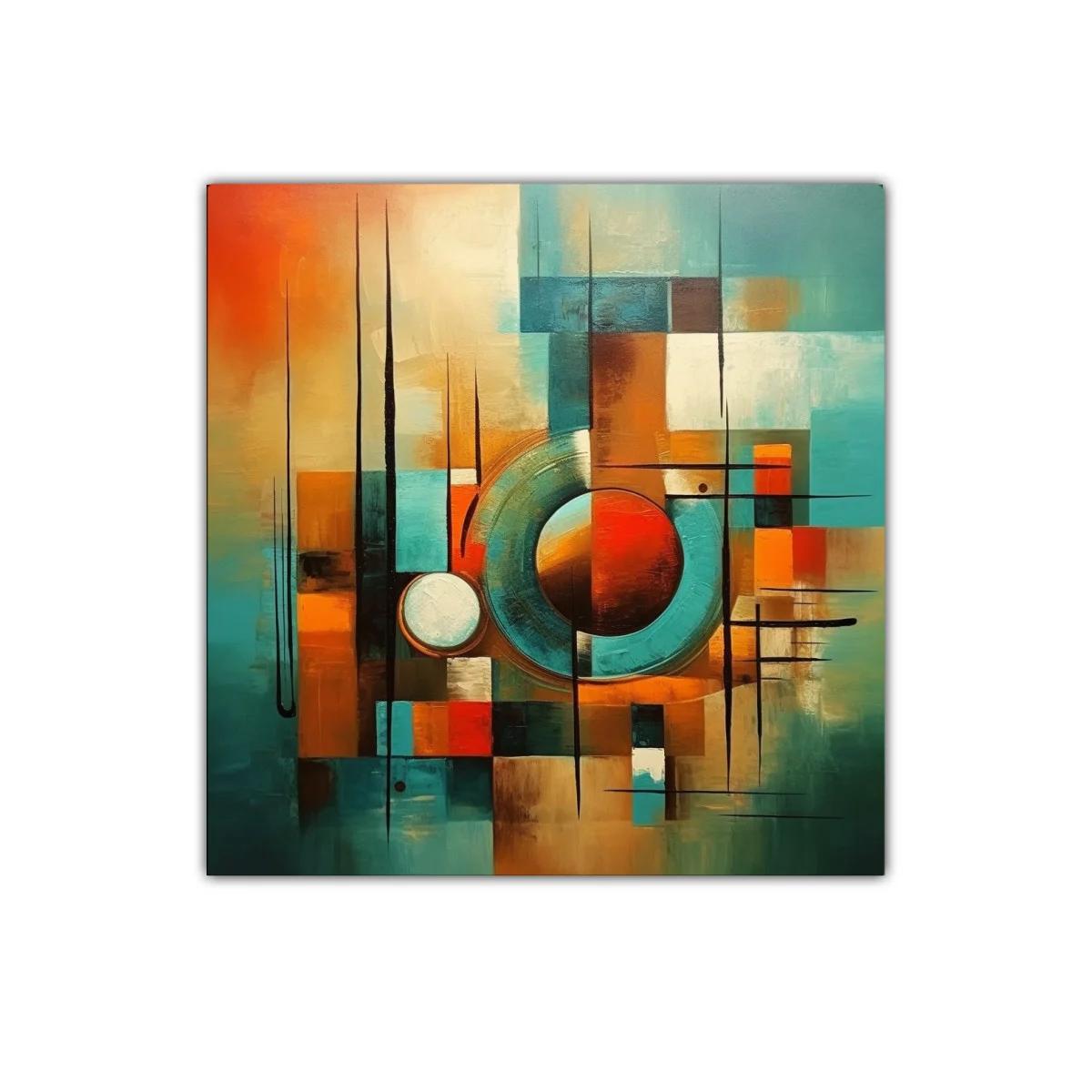 Composición abstracta en tonos cálidos y azules vibrantes — imagen principal
