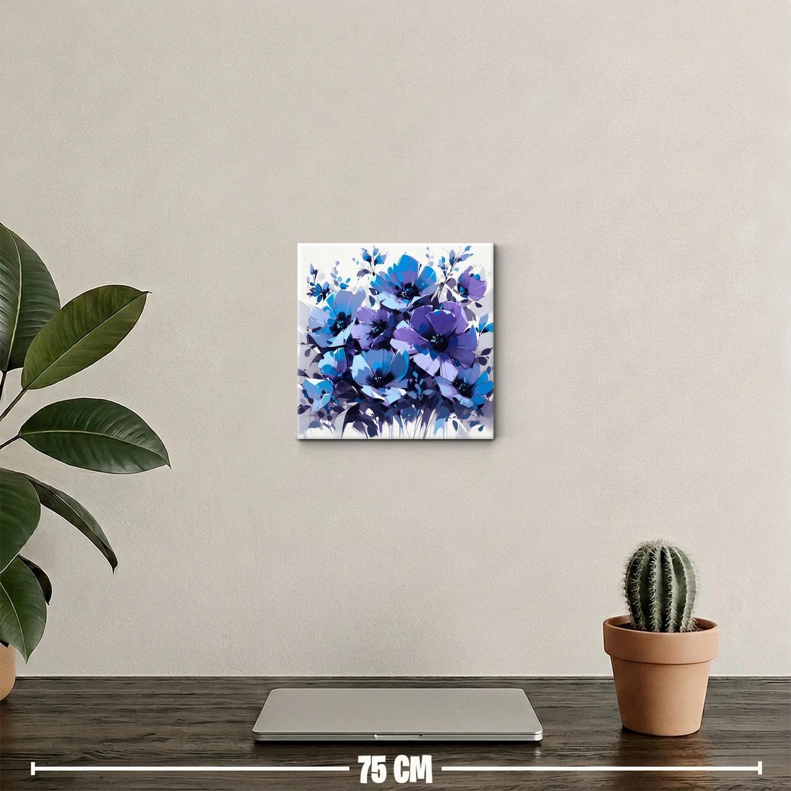 Cuadro decorativo con flores en tonos azul y violeta — miniatura 2