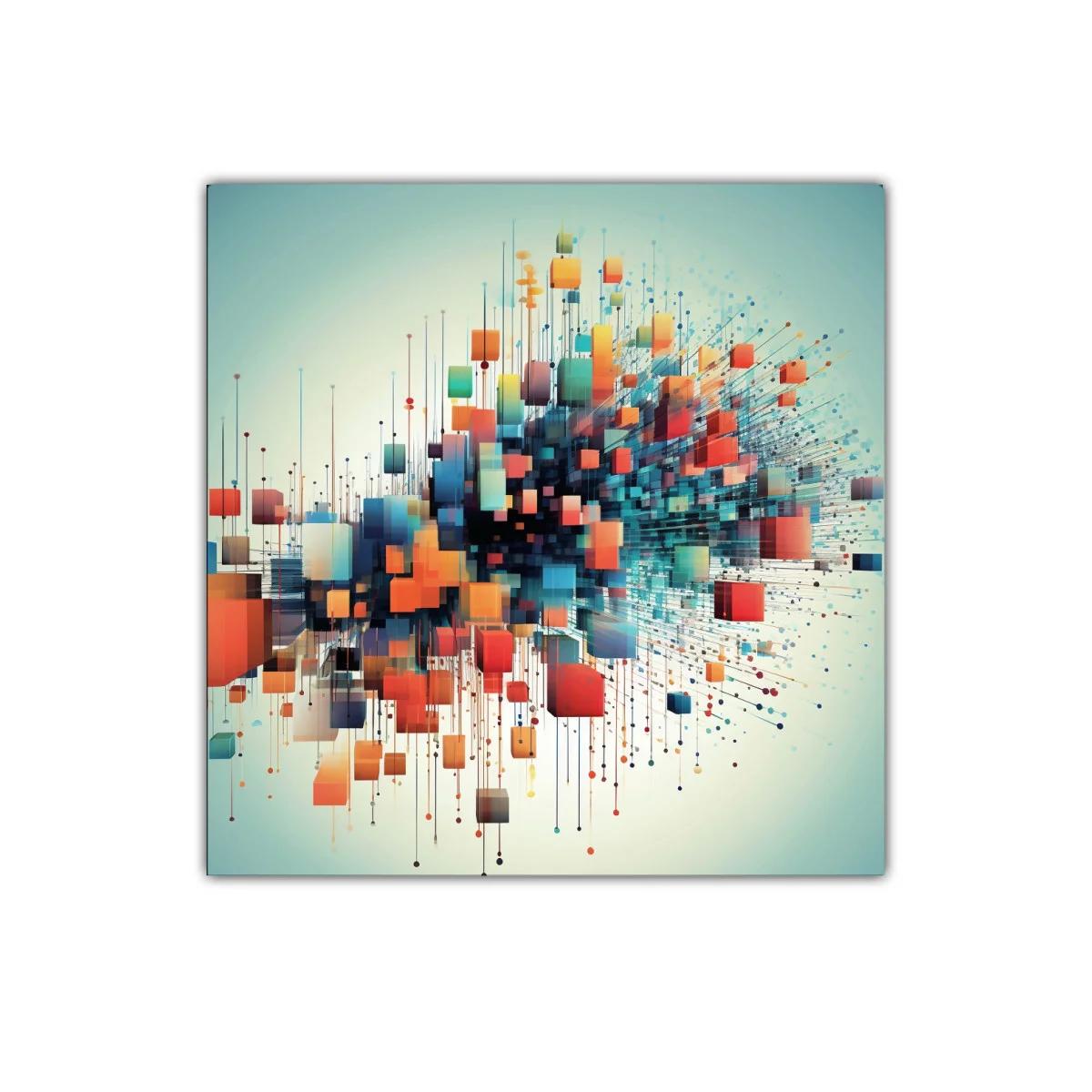 Composición dinámica con cubos de colores en movimiento — imagen principal