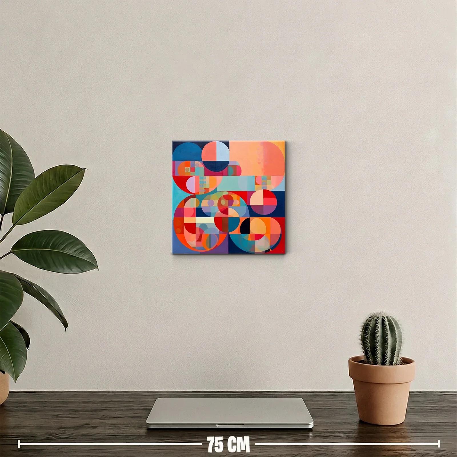Cuadro abstracto con formas circulares y paleta vibrante — miniatura 2