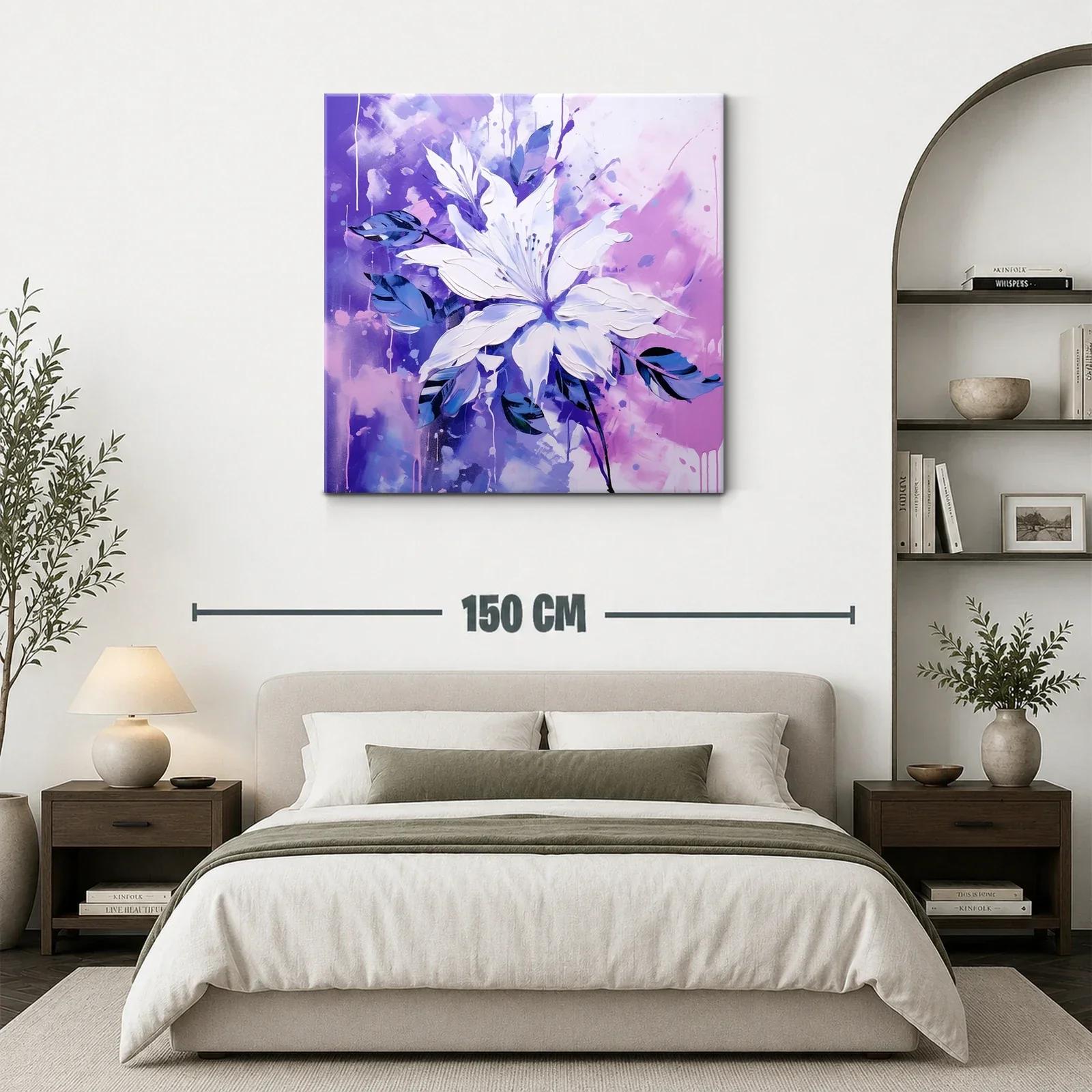 Flor blanca sobre fondo vibrante en tonos violetas y azules — miniatura 3