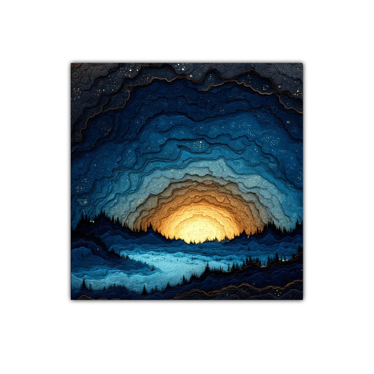 Atardecer estrellado en montañas onduladas azuladas — miniatura 1