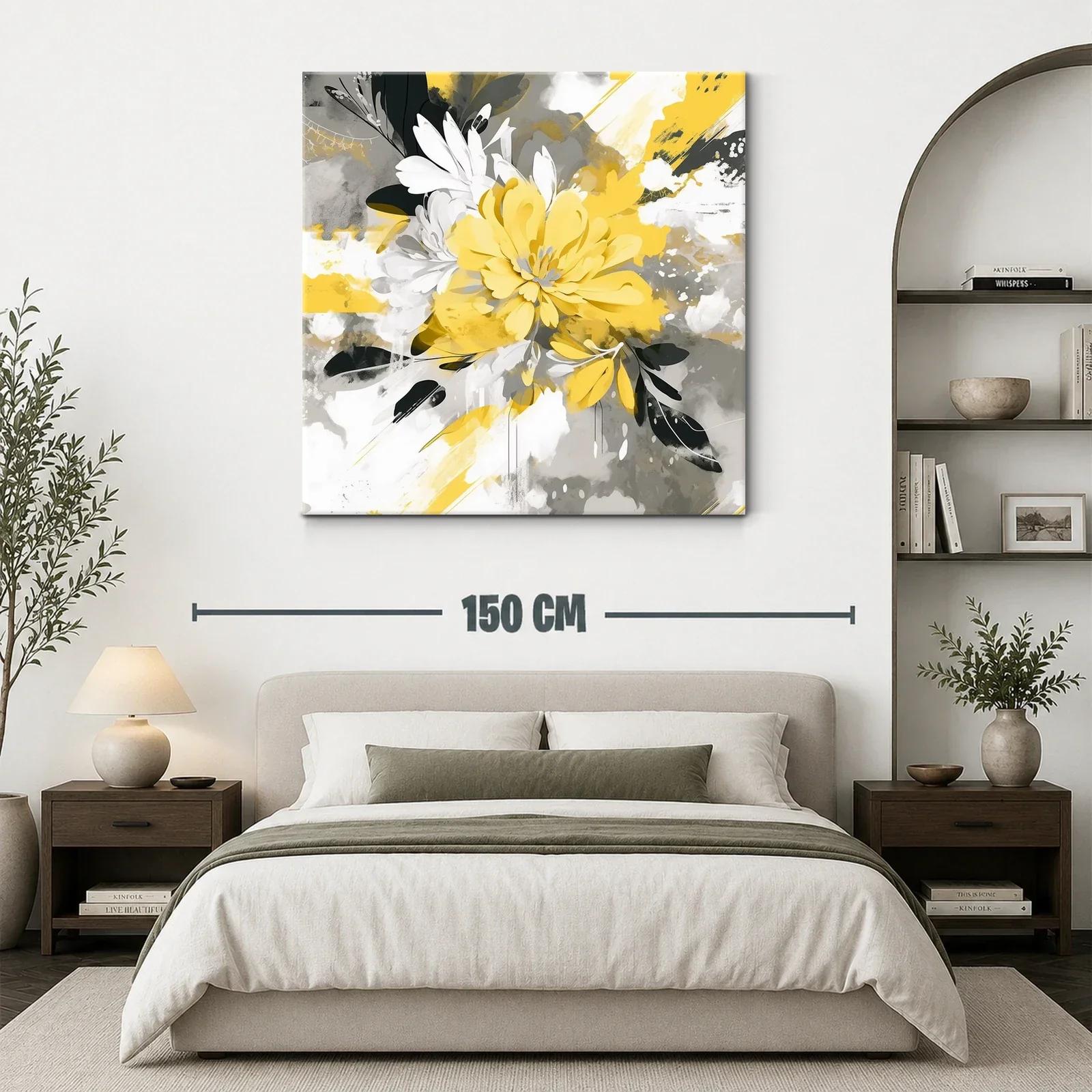 Flor Abstracta en Amarillo Gris y Blanco Moderna y Vibrante — miniatura 3