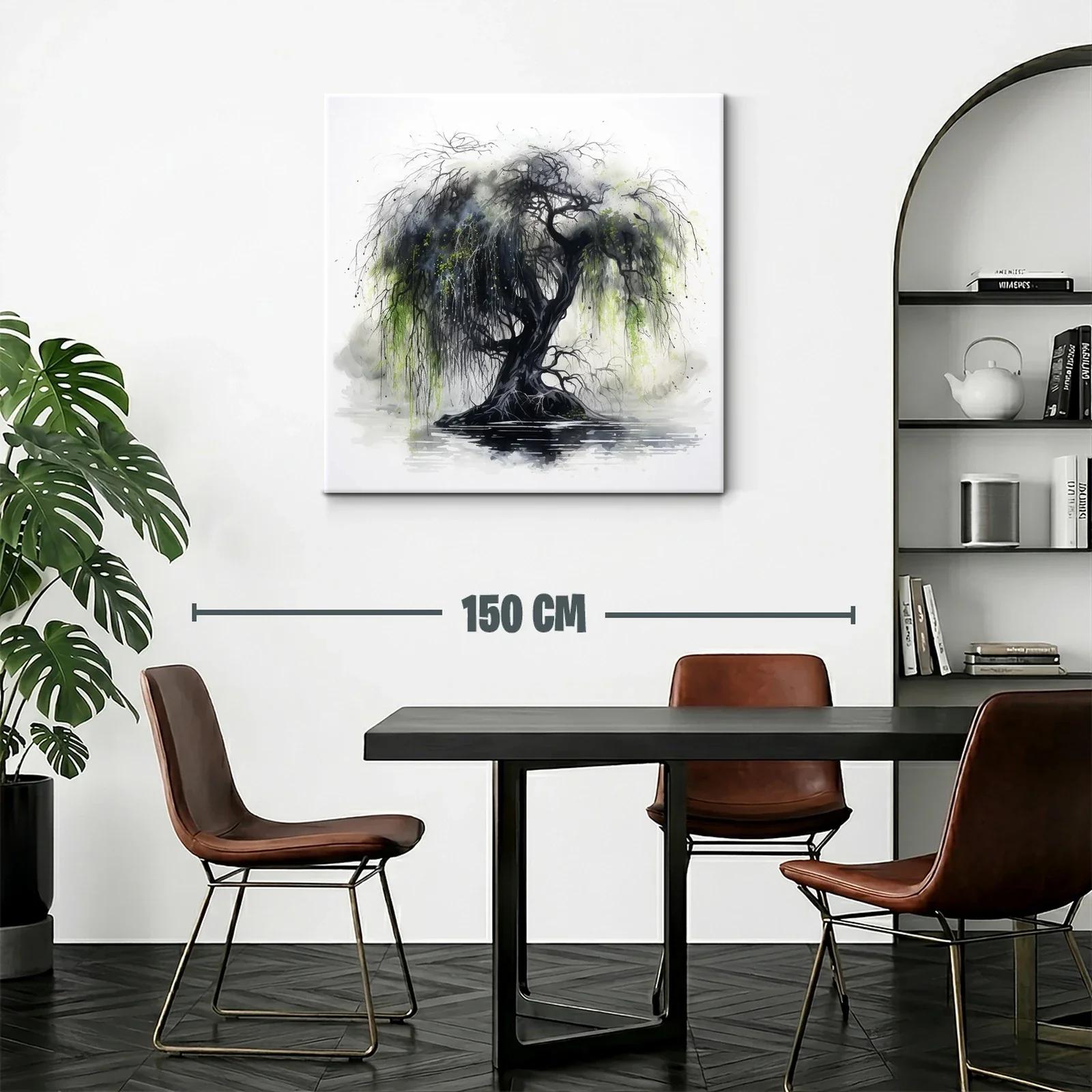 Árbol oscuro con ramas colgantes y reflejos de agua — miniatura 2