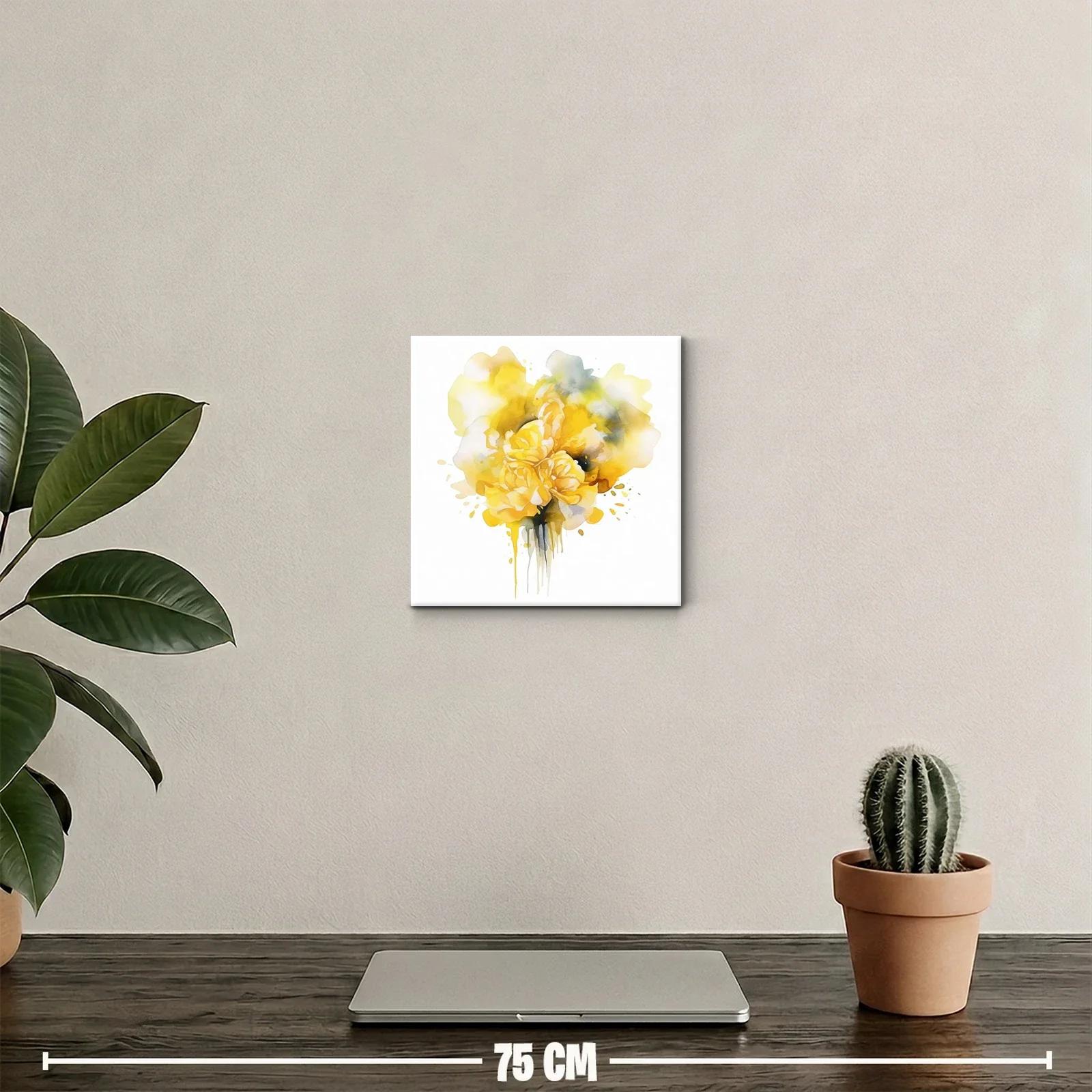 Cuadro decorativo flores amarillas en acuarela moderna — miniatura 2