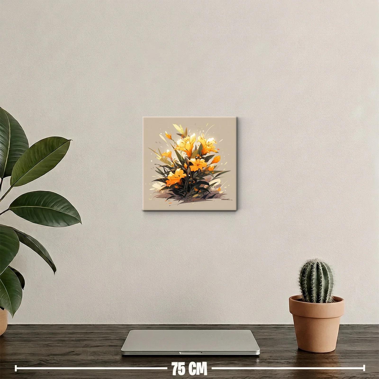 Cuadro decorativo con ramo de flores amarillas vibrantes — miniatura 2