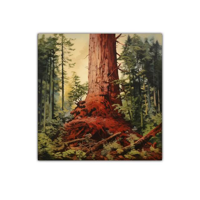 Majestuoso Tronco en Bosque Verde y Tonos Cálidos