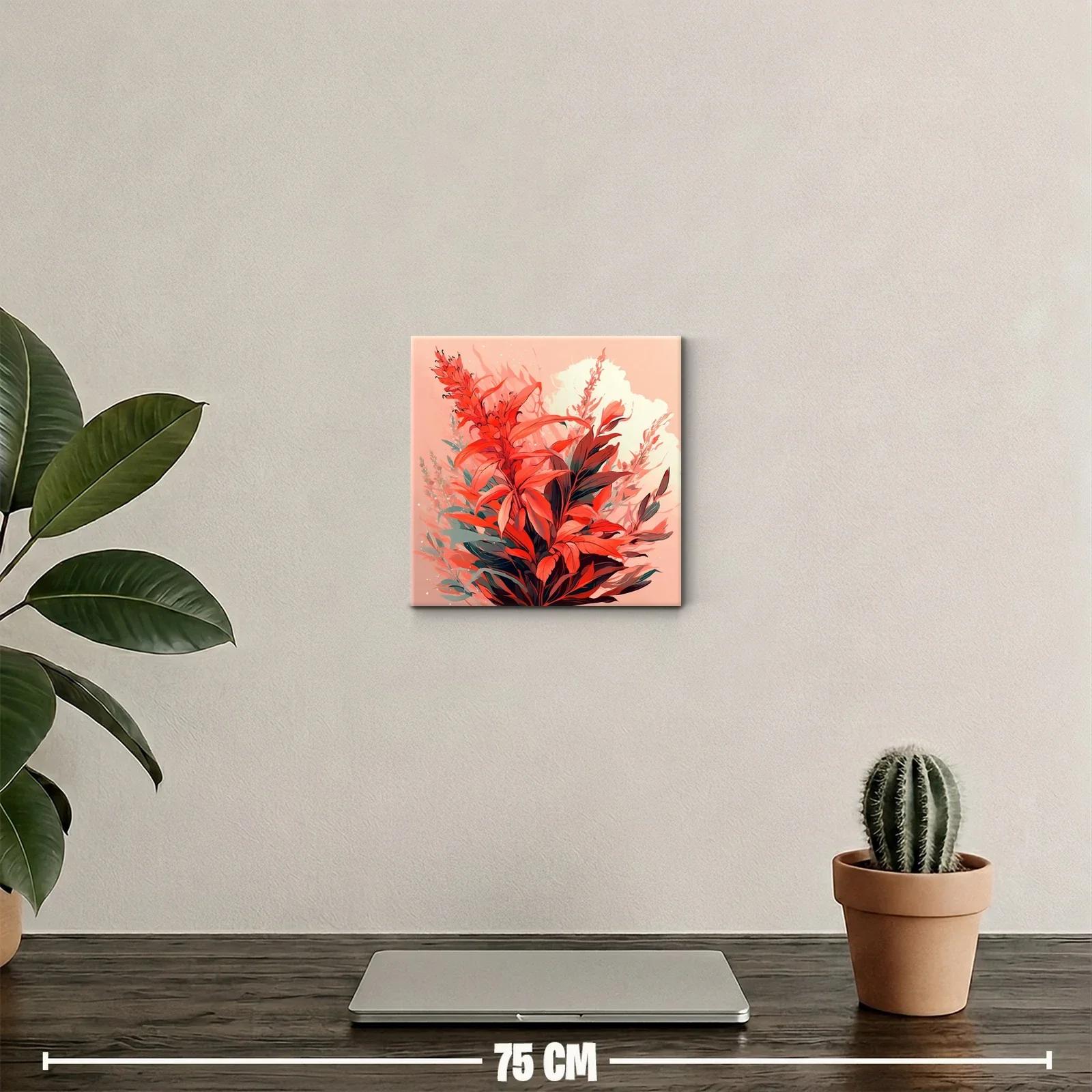 Cuadro decorativo con flor roja vibrante y fondo suave — miniatura 2
