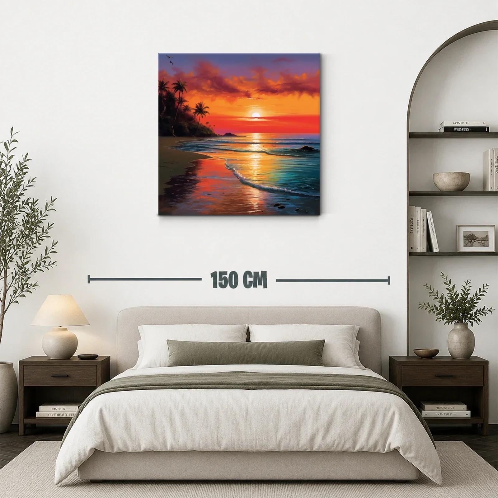 Atardecer tropical con palmeras y reflejos vibrantes en el mar — miniatura 3