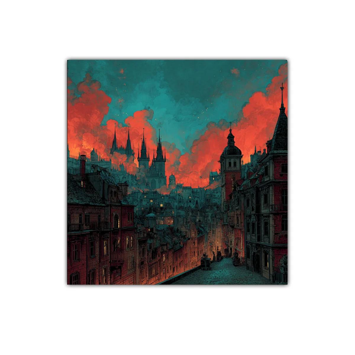 Ciudad antigua iluminada por un cielo crepuscular — imagen principal