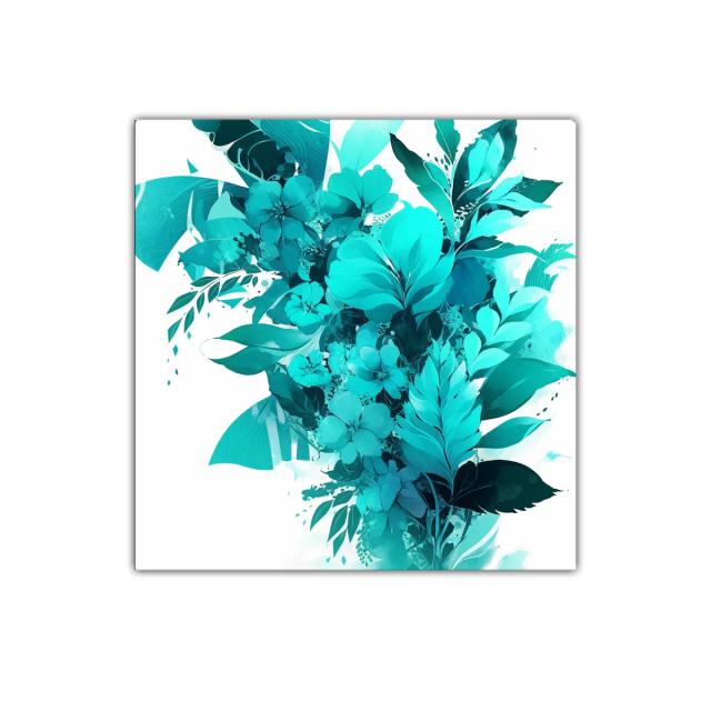 Cuadro decorativo elegante con diseño floral en tonos turquesa