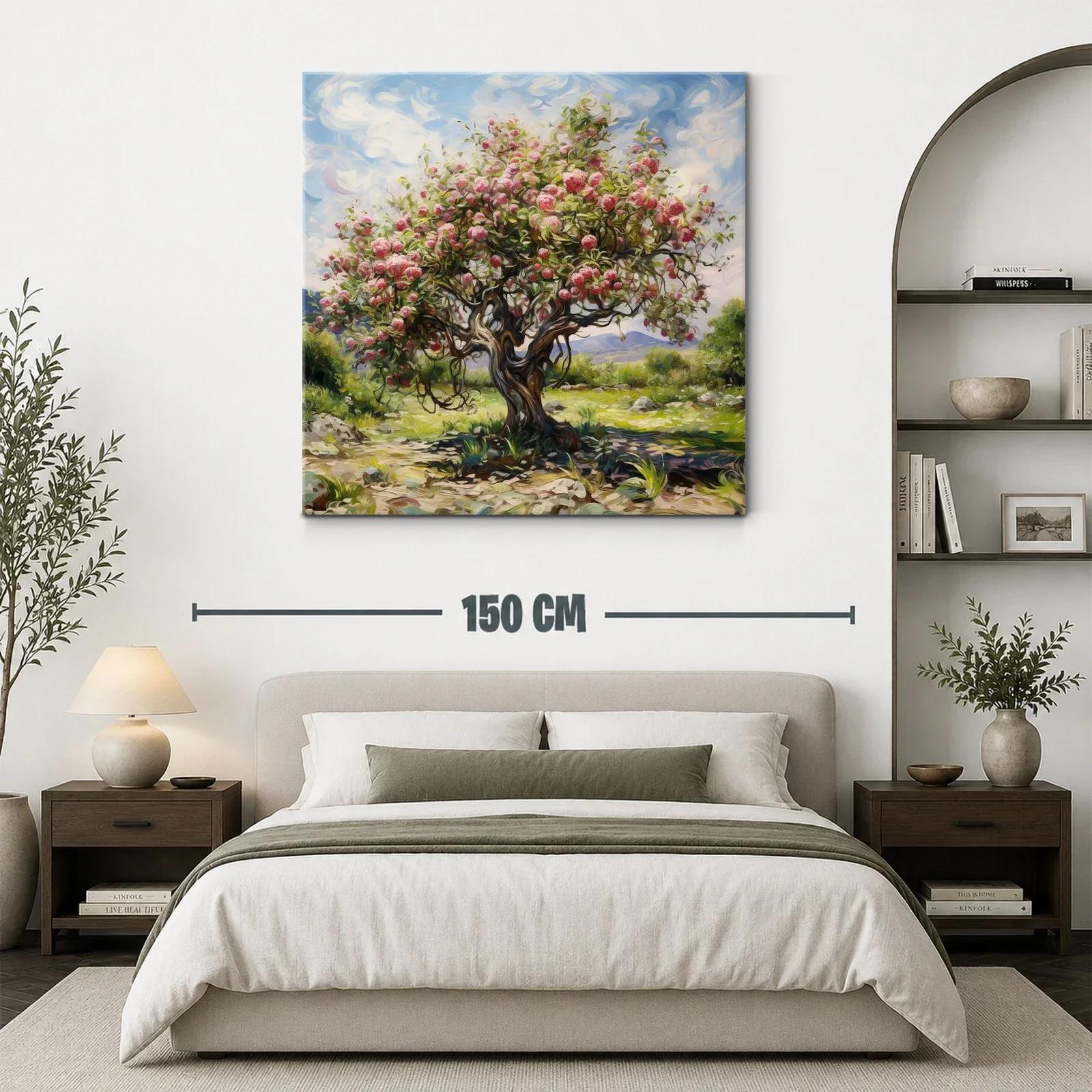 Árbol florido con manzanas en paisaje natural — miniatura 3