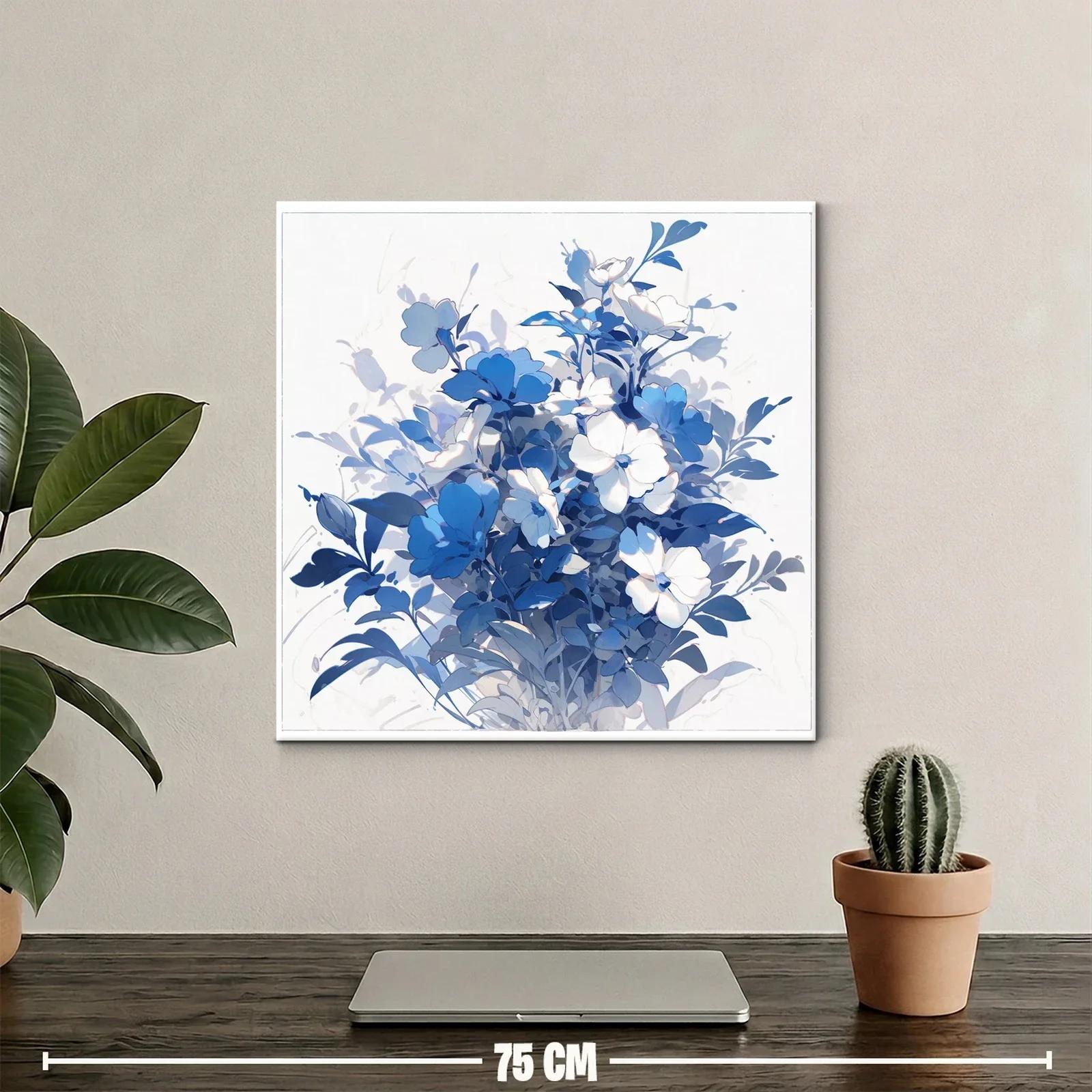 Cuadro floral en tonos azules y blancos elegante y sereno — miniatura 2