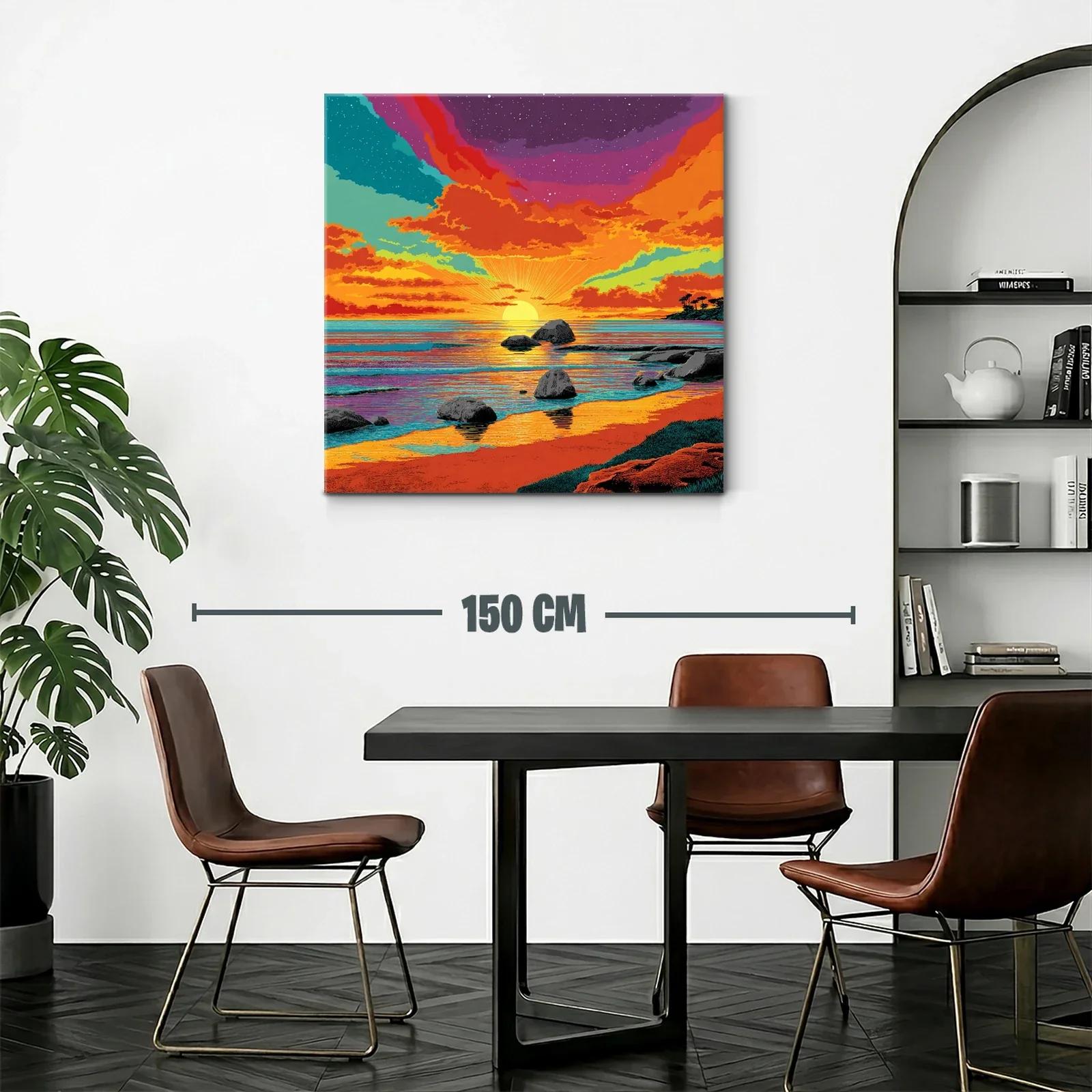 Atardecer vibrante sobre la costa con cielos estrellados — miniatura 2