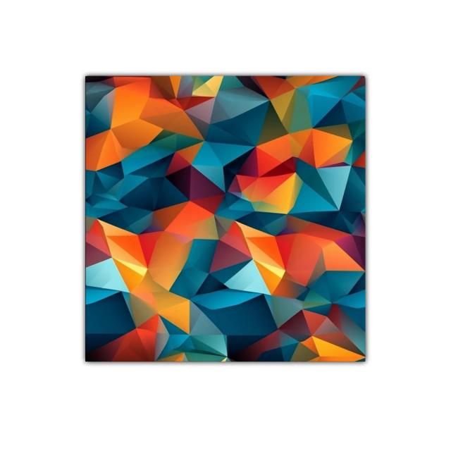 Cuadro geométrico con vibrantes tonos cálidos y fríos