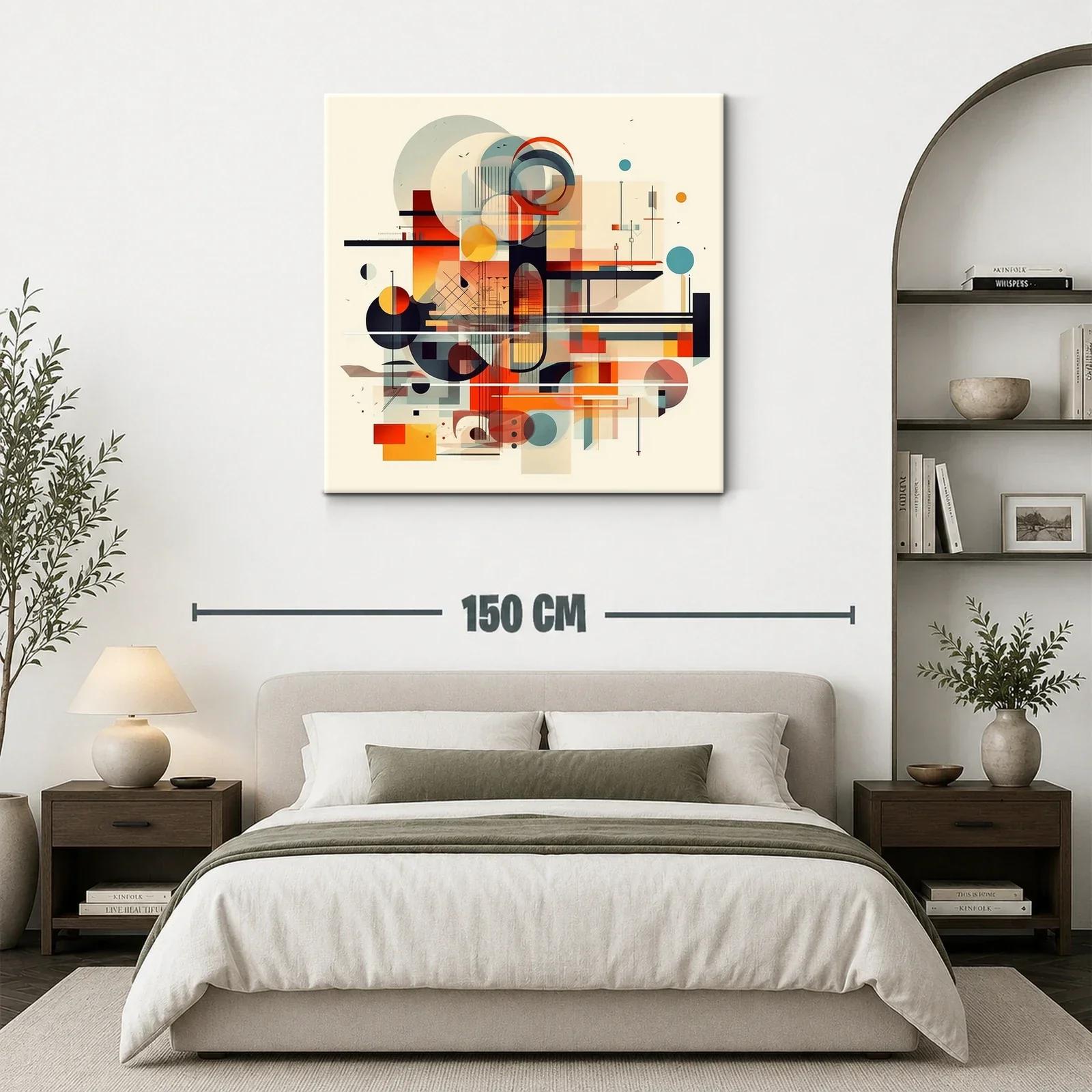Composición geométrica abstracta en tonos cálidos y fríos — miniatura 3