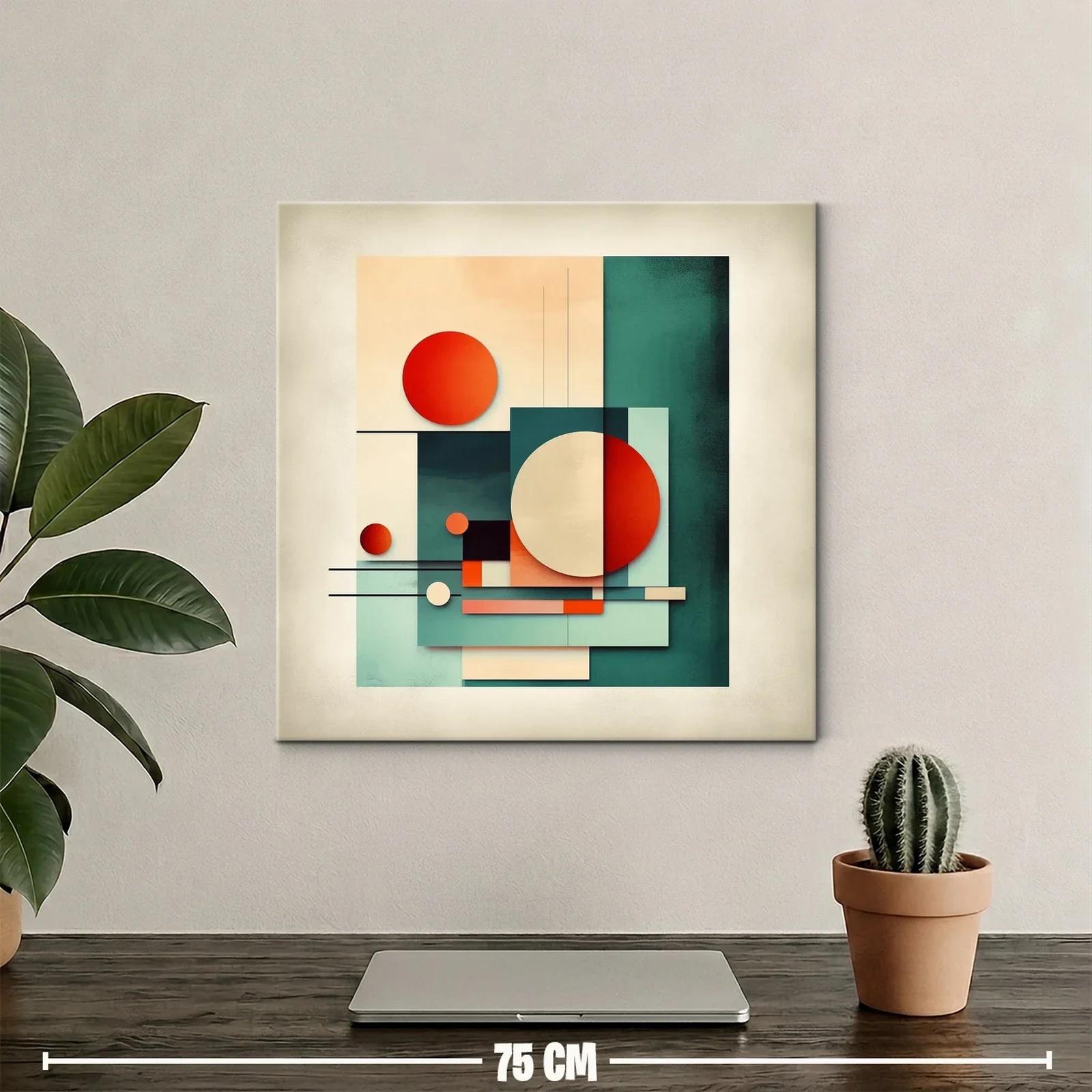 Composición geométrica con círculos rojos y tonos verdes — miniatura 2