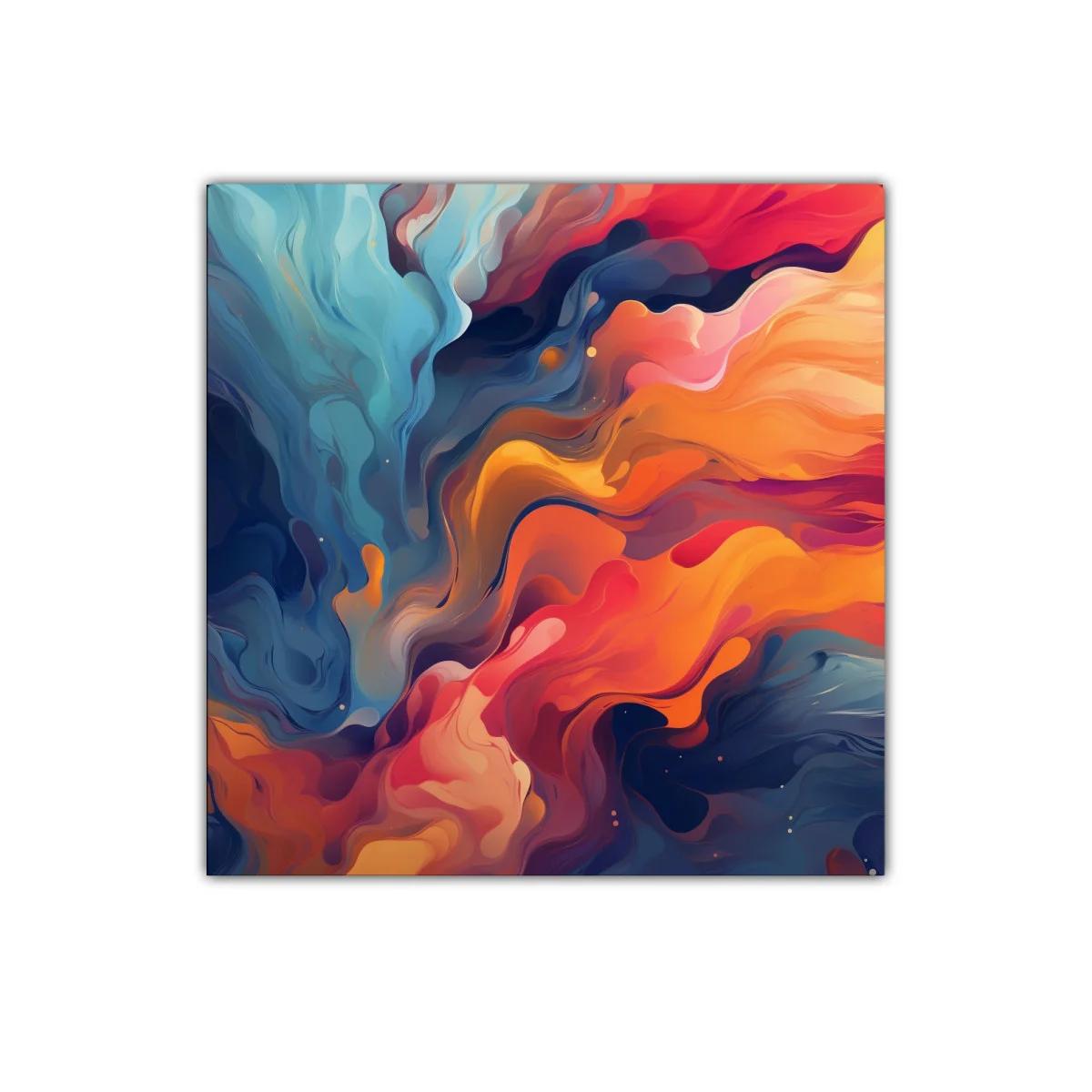 Cuadro abstracto con formas fluidas y colores vibrantes