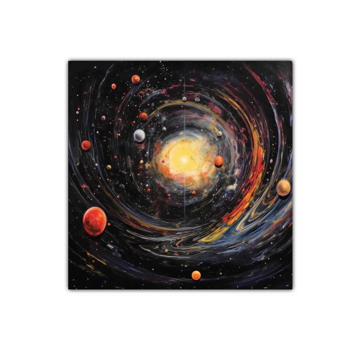 Explosión cósmica con planetas en movimiento dinámico — imagen principal