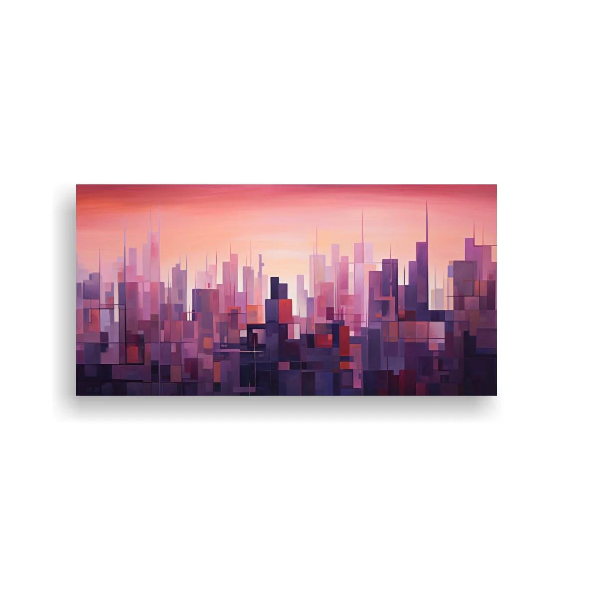 Cuadro skyline urbano abstracto con cielo degradado