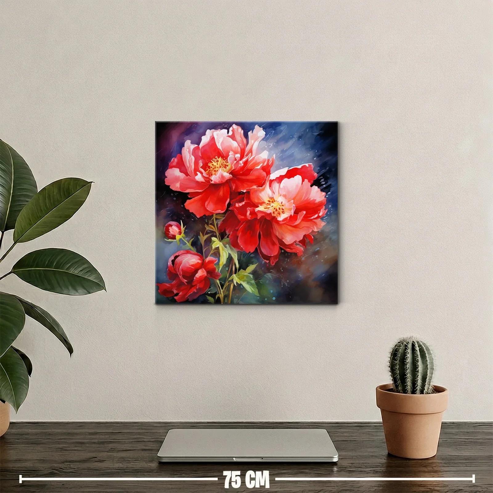Flores rojas vibrantes con fondo abstracto azul profundo — miniatura 2