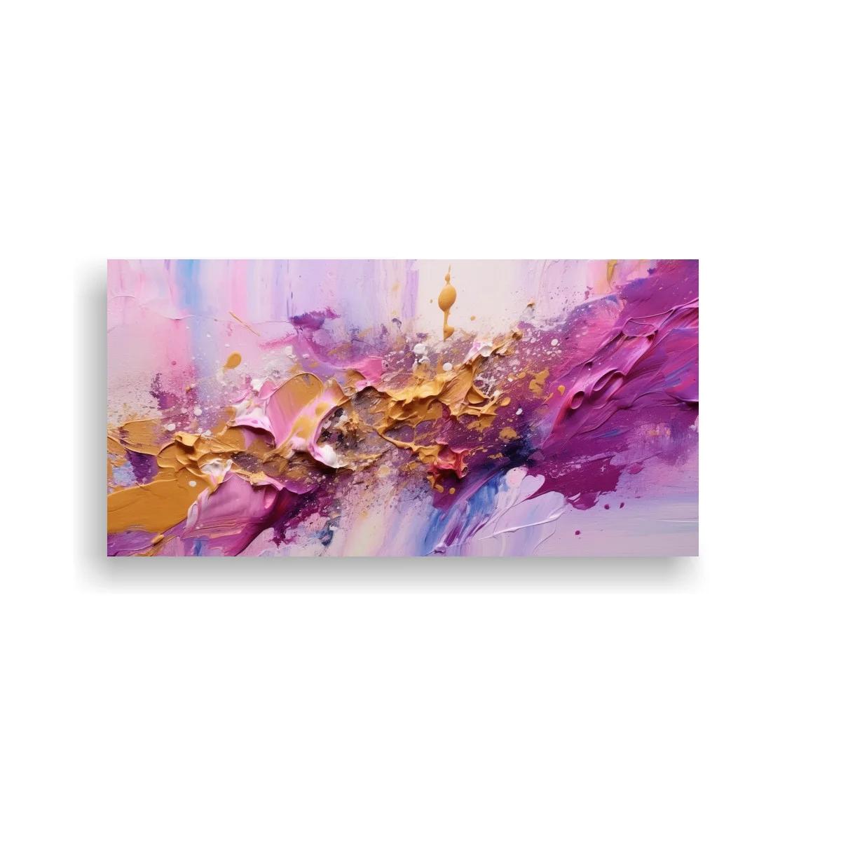 Cuadro abstracción gestual malva y magenta con banda diagonal