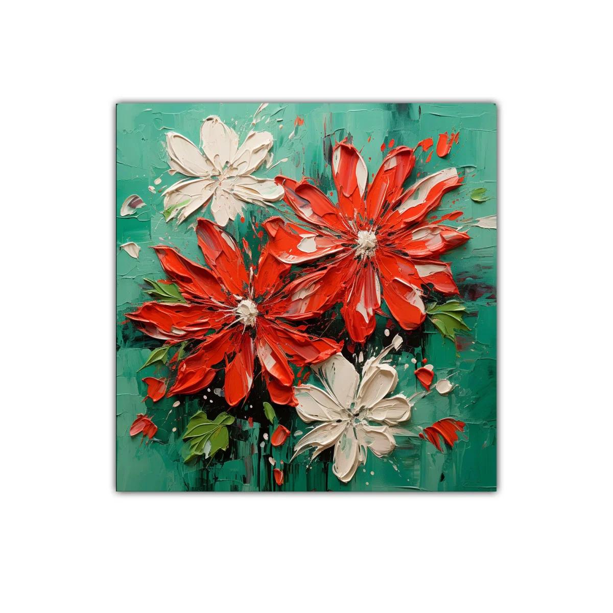 Flores vibrantes en tonos rojos y verdes para decorar