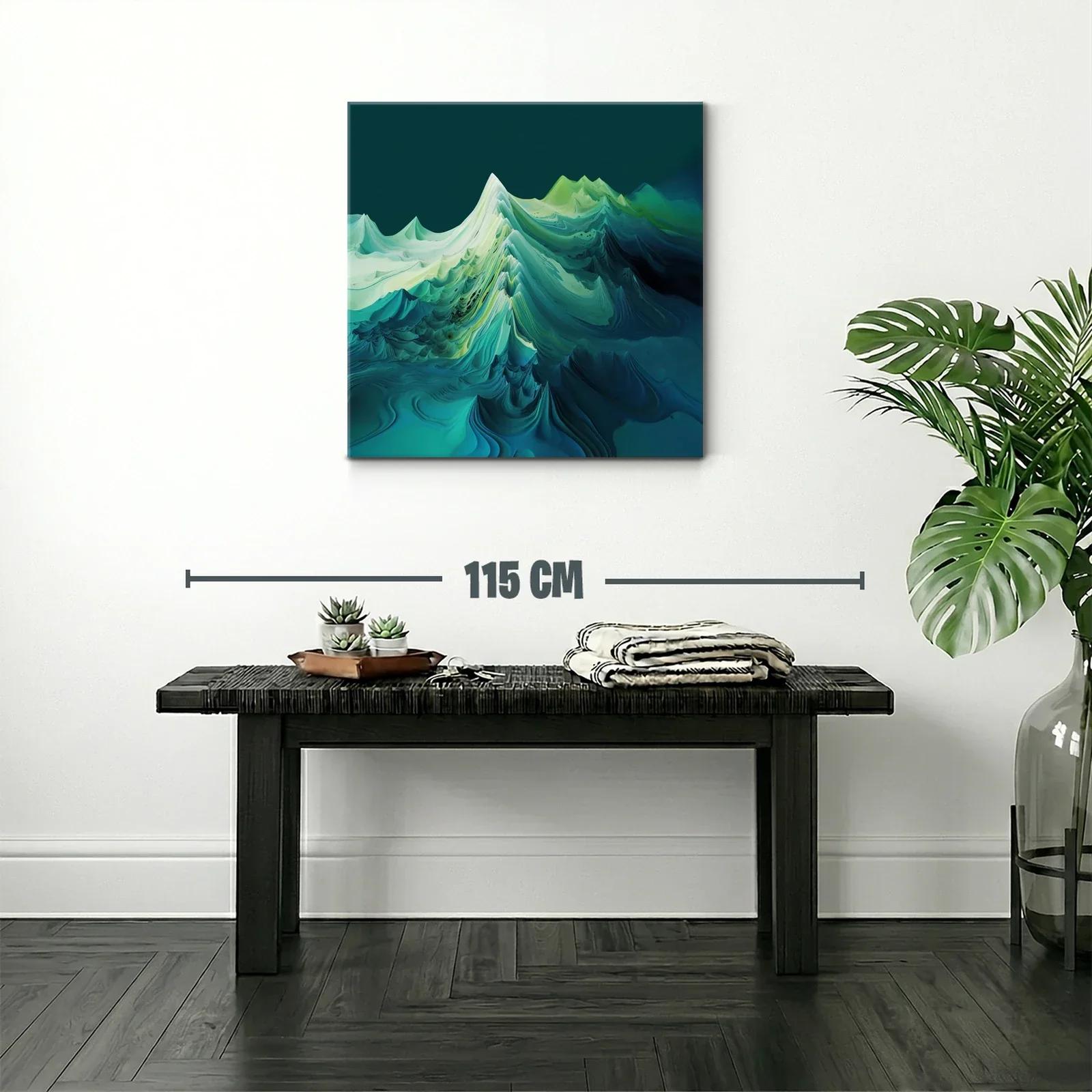 Paisaje abstracto en tonos verdes y azules profundos — miniatura 2
