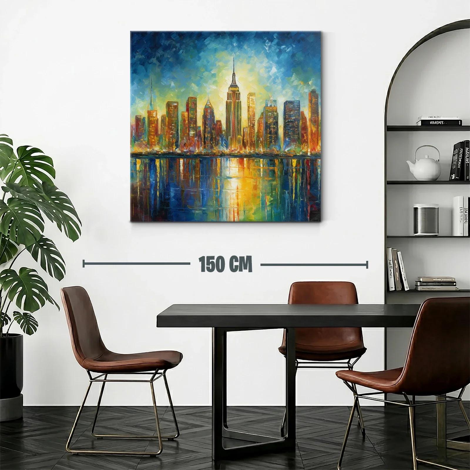 Atardecer vibrante sobre skyline urbano reflejado en el agua — miniatura 2