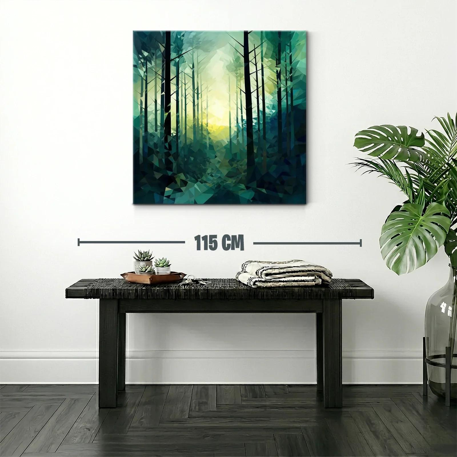 Bosque abstracto con tonos verdes y luz central — miniatura 2