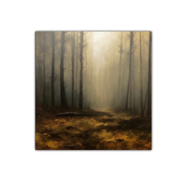 Bosque con luz tenue y atmósfera de misterio