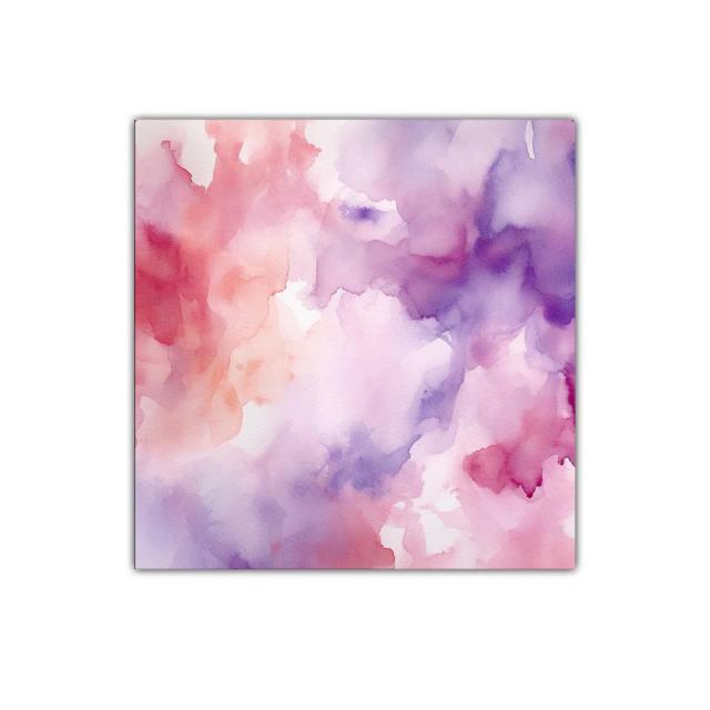 Cuadro decorativo con acuarela en tonos rosas y lilas