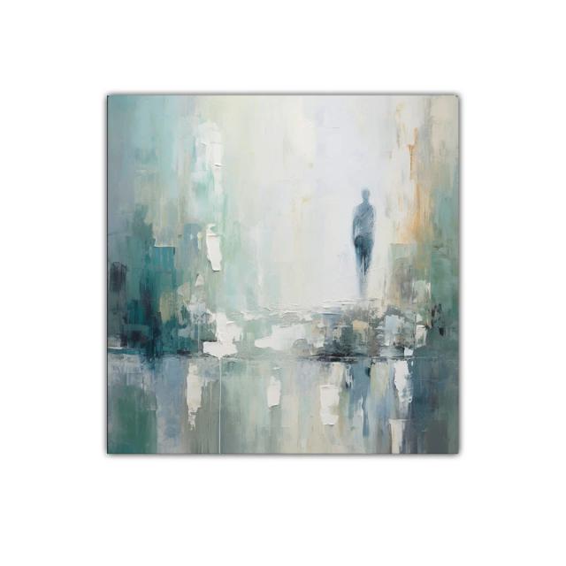 Cuadro abstracto con figura humana y tonos suaves