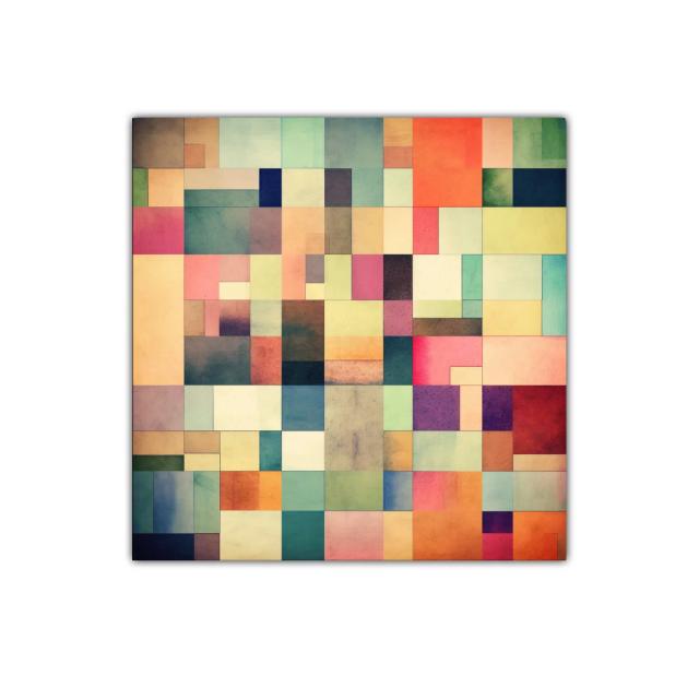 Composición geométrica vibrante con colores cálidos y fríos