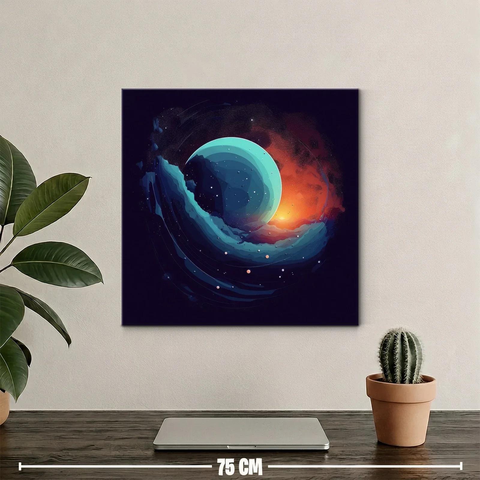Composición abstracta con esfera celeste y luz cálida — miniatura 2